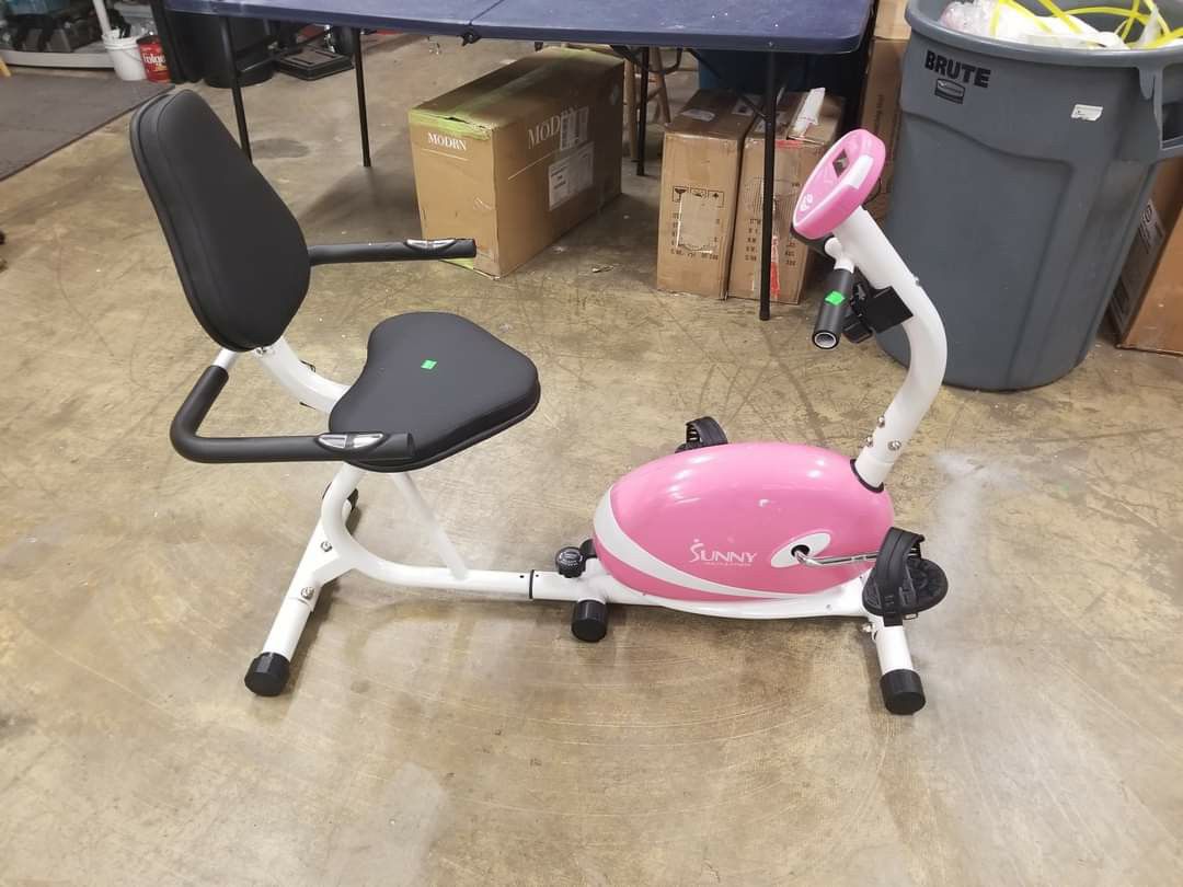 Sunny Health & Fitness Magnetic Recumbent Bike with Digital Monitor and Pulse Sensors, Holds up to 220 Pounds $150 FIRM