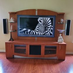 TV Stand - Solid Cherry - 7ft X 6ft - Fits 85" TV