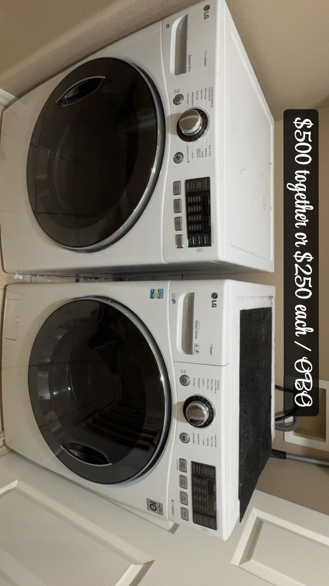 LG FRONT LOAD WASHER AND DRYER