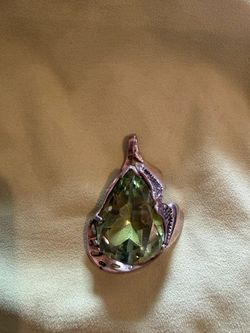 925 silver,green Stone Teardrop Pendant