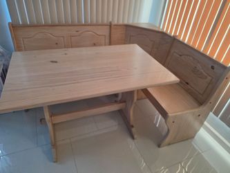 Solid Pine Wood Corner Breakfast Nook Set