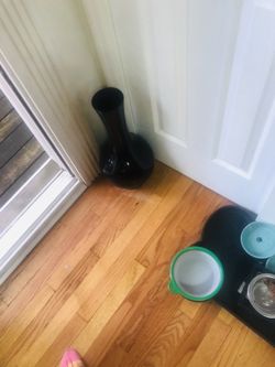 Tall black ceramic vase