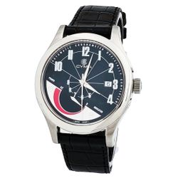 Men's CYMA Chronometer 40mm Imperium XL Stainless Steel Watch with Black Leather Band and Black Dial. (Pre-Owned)