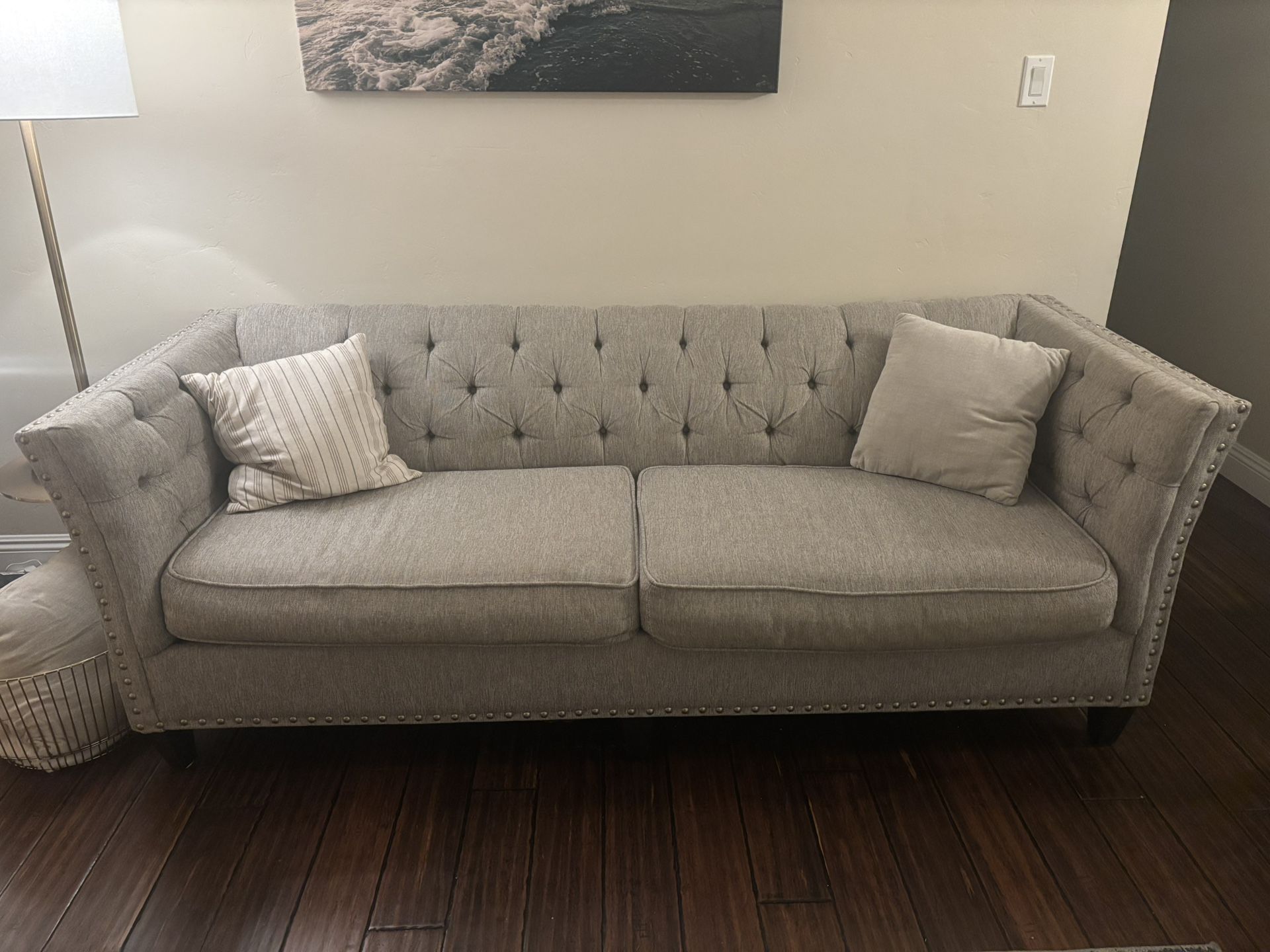 Gray Studded Couch