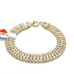 14kt Gold Tri Color Z Weave Bracelet 7” 7.83grams 168617 3