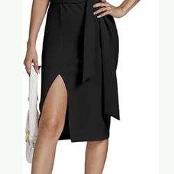 Brand New Size (XS) One Shoulder Sleeveless Tie Waist Split Elegant Party Midi Dress