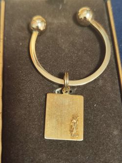 Vintage Yves Saint Laurent YSL Designer Gold-tone Key Chain U-Shaped Key Ring