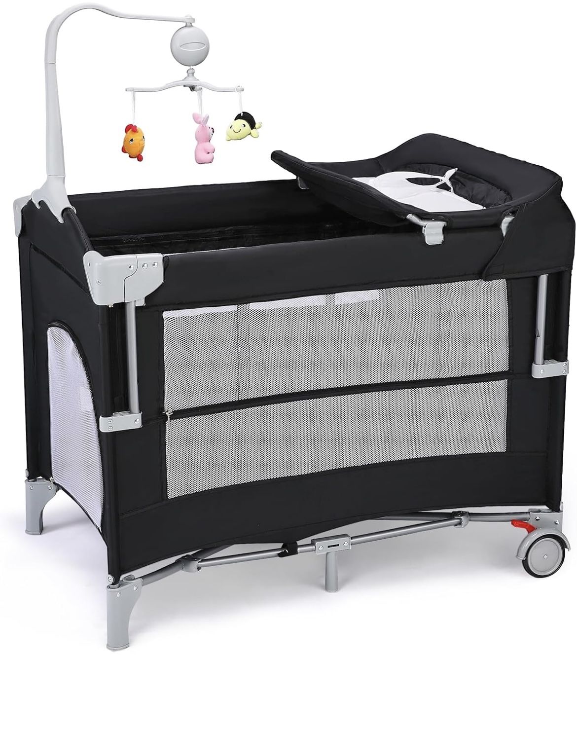 NEW - 5 in 1 Pack and Play with Bassinet, Diaper Changing Table for Newborn Infant, Portable Baby Playpen for Babies and Toddlers 