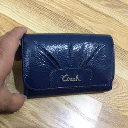 Coach Wallet Blue Patent Leather