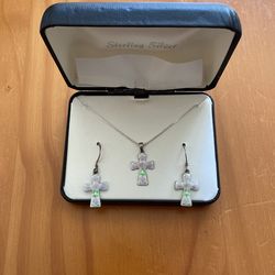 Cross Necklace And Matching Earings