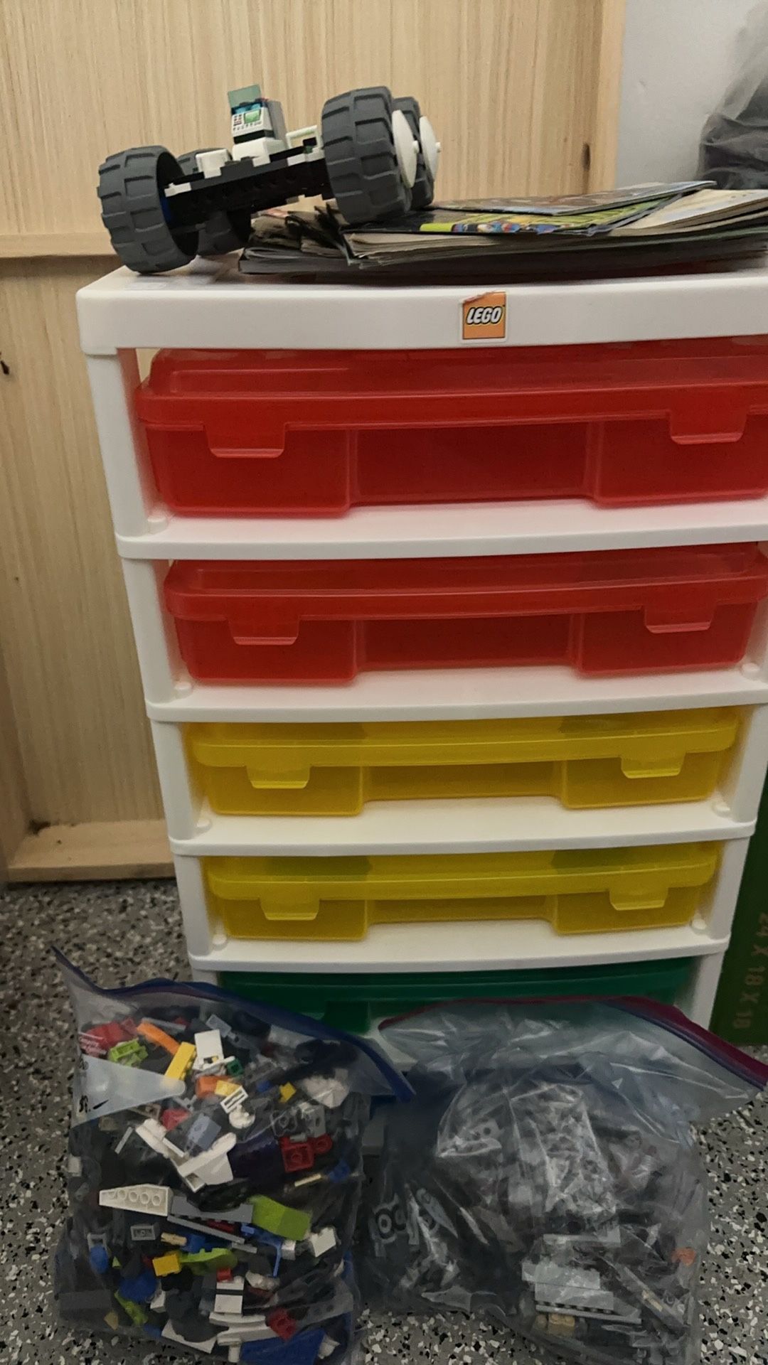 Lego Organizers + Books + Bags Of Lego