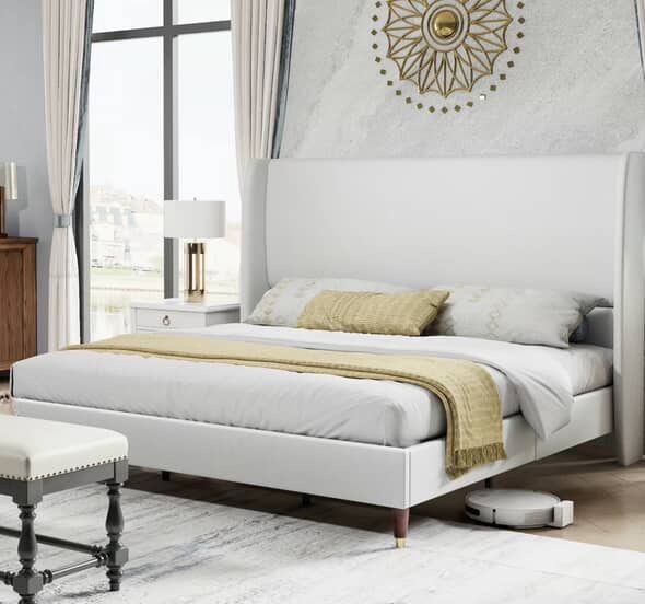 AMERLIFE White Bed Frame Size Queen
