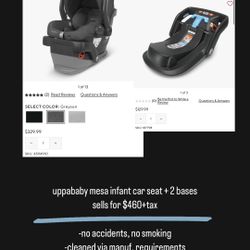 Uppababy Mesa Car Seat + 2 Bases