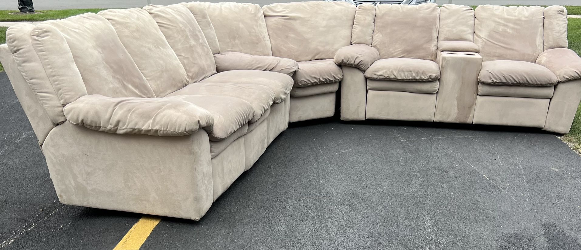 Light White/Grey Sectional Reclining Couch Set 