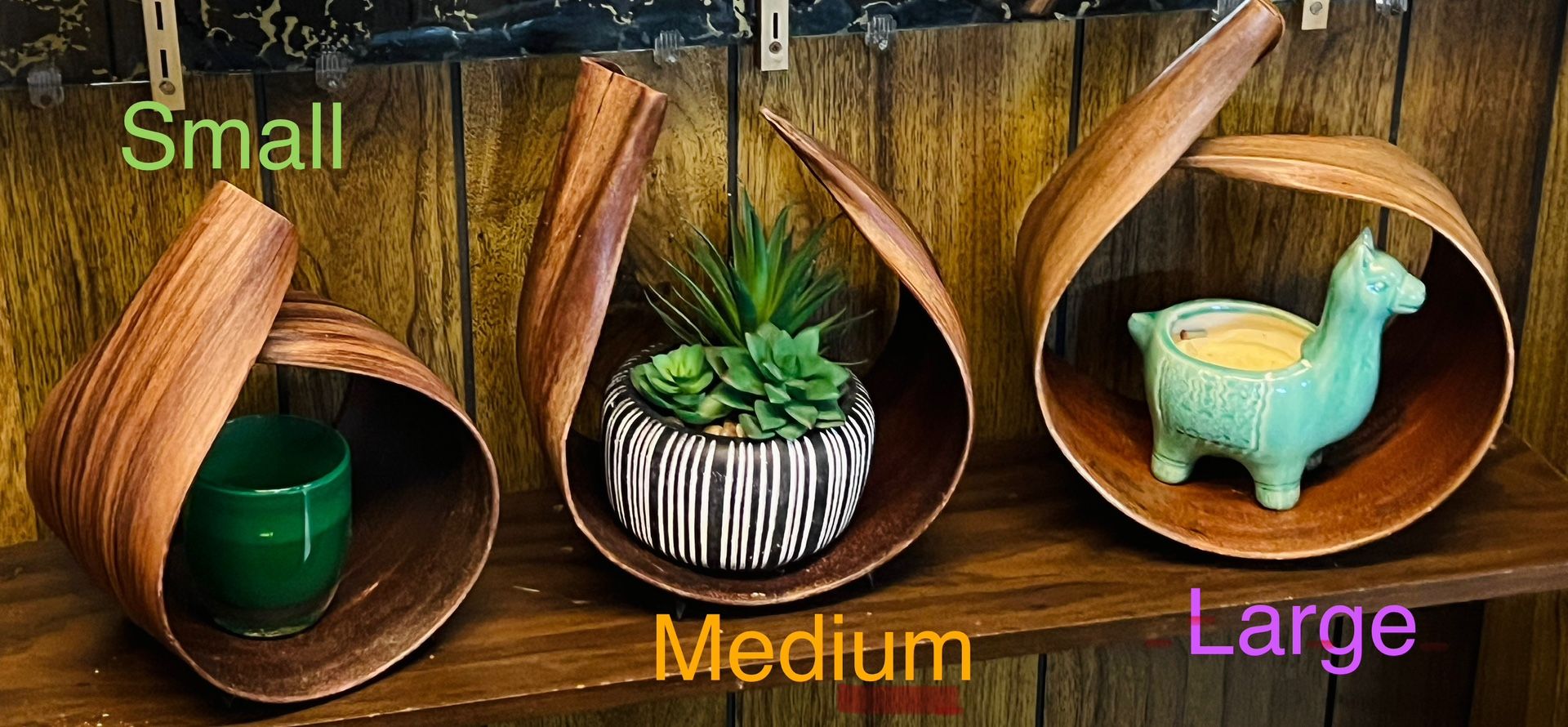 3 Mid-Century Wooden Decorative Table Plant Holder 