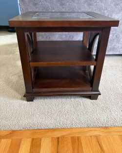 Glass and wooden side table