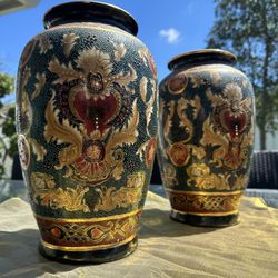 Antique & Beautiful Set of 2 Chinese Vases - Búcaros De Porcelana  China  