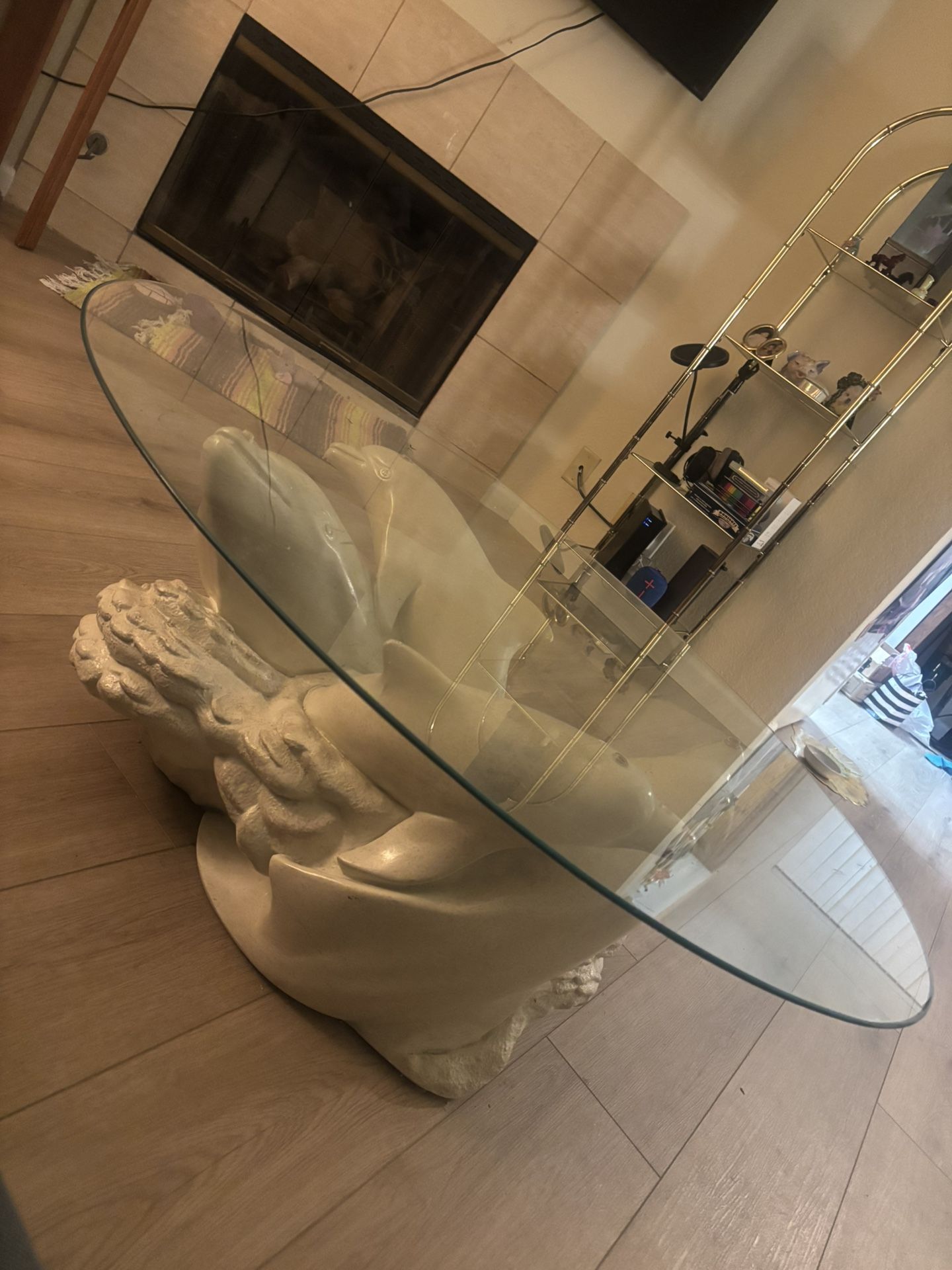 1980s Postmodern Dolphin Vintage Sculpture Coffee table