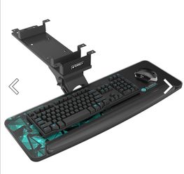 EUREKA ERGONOMIC Height Adjustable Mouse & Keyboard Tray Under Desk, 32'' Large Slide Out Swivel Tilt Computer Keyboard Drawer  for Gaming Home Office