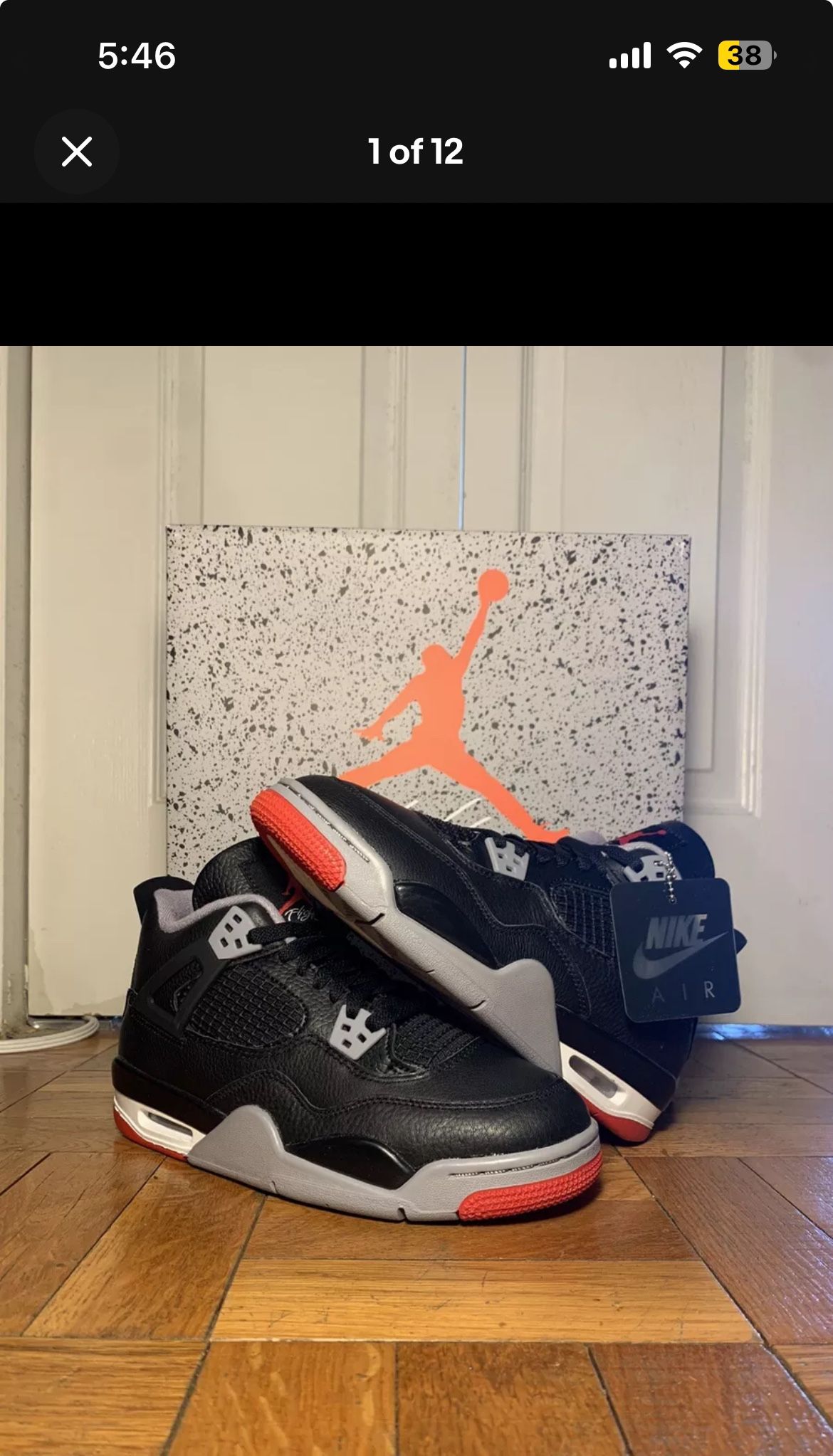 Nike Air Jordan 4 Bred Reimagined GS Size 7Y/8.5W (FQ8213-006) Brand New IN HAND