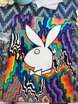 Hand painted Playboy trippy painting
