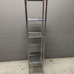Metal storage shelf.