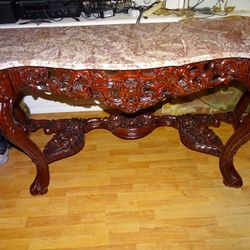 7 Ft Italian Carved Marble Table 