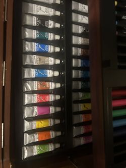 Art paint and pencil set like new case drawers open up case outside isn’t the best all inside still like new asking 20