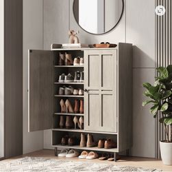 Gray Wash Shoe Cabinet - OB01