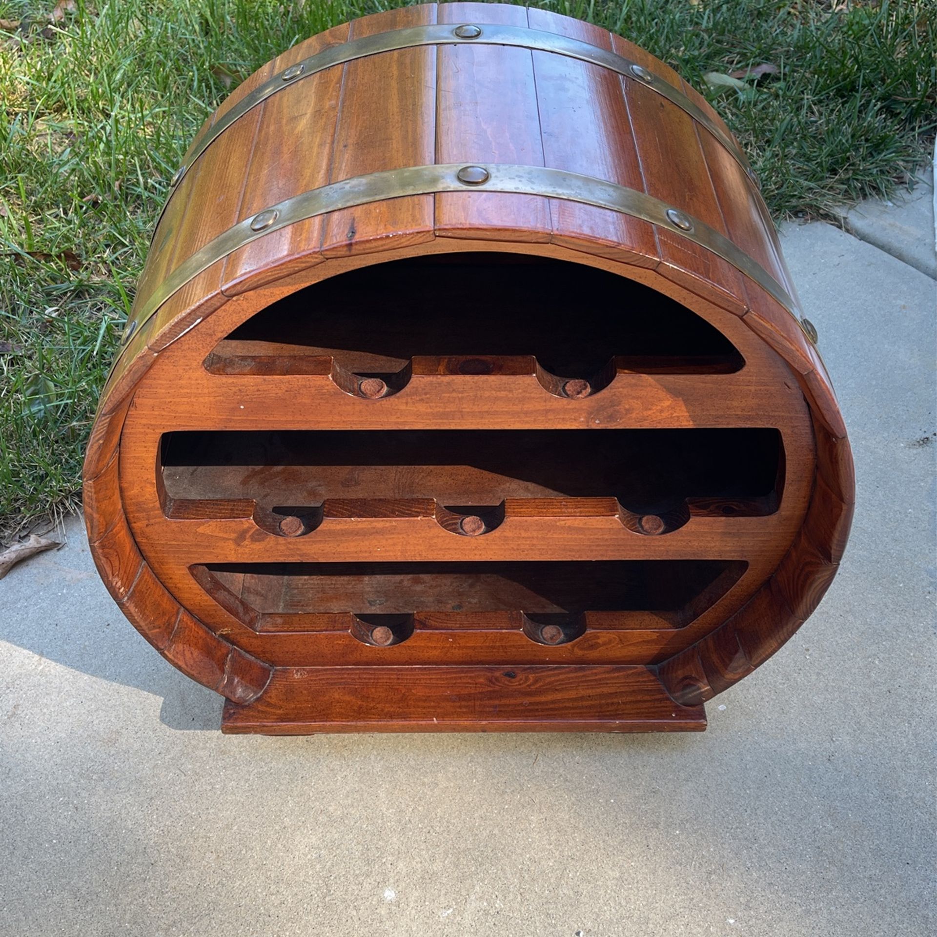 Wine holder barrel stained wood antique