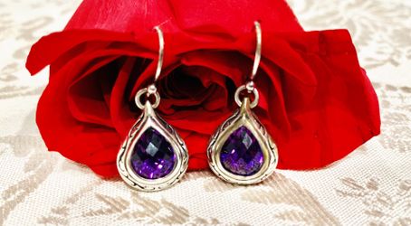 Scott Kay Sterling Silver And Amethyst Teardrop Earrings