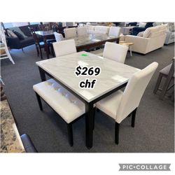 Thanksgiving 5 Piece faux marble top dining table set 