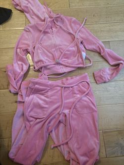 Pink Velvet Tracksuit Set