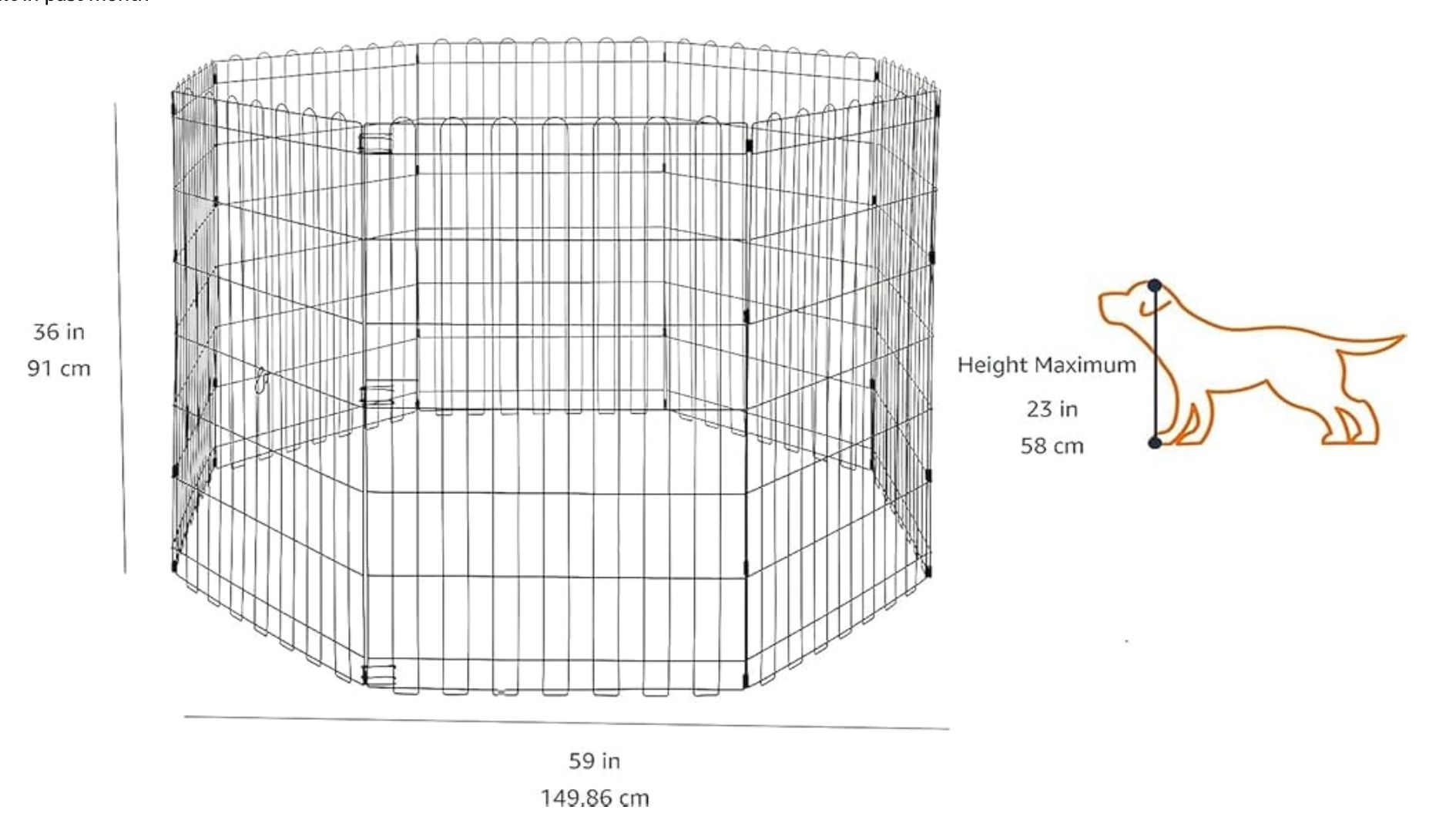 Octagonal Metal Exercise Dog Playpen - Indoor/Outdoor, No Door, Medium (8 Panels, 24 x 36), Easy to assemble, store, and customize, 36" - Medium, Blac