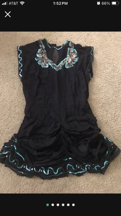 Black Ruffle Turquoise Sequin Halloween Costume Dress