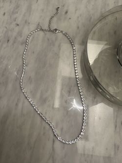 Rhinestone Tennis Necklace (Silver Tone) 