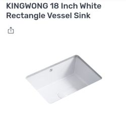 KINGWONG 18 Inch White Rectangle Vessel Sink