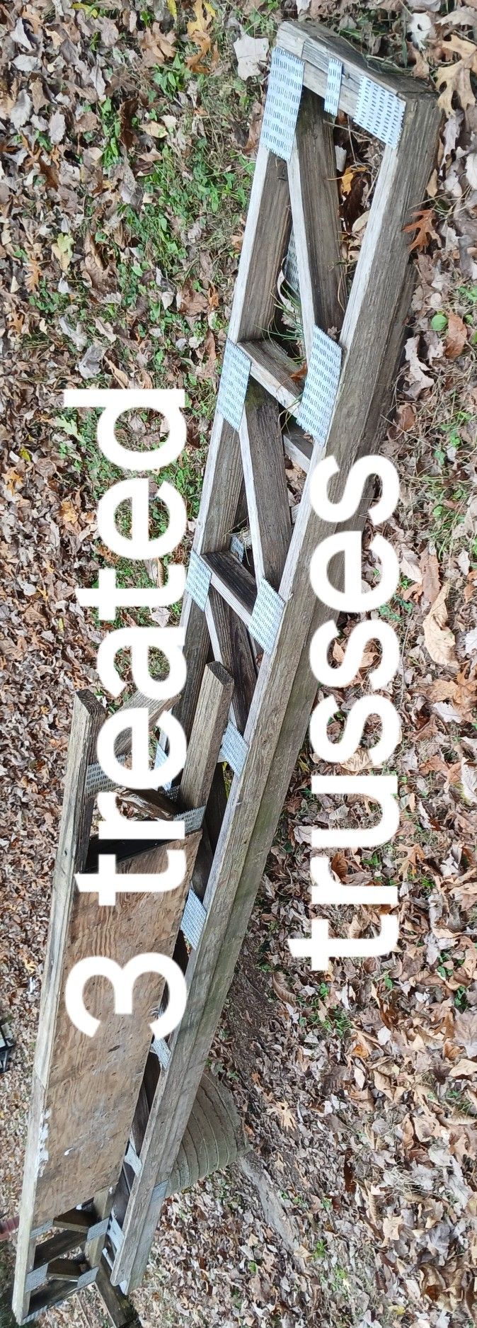 3 Treated 2x4x16 Trusses, Two 16ft.10 And One 14ft, Must Take All