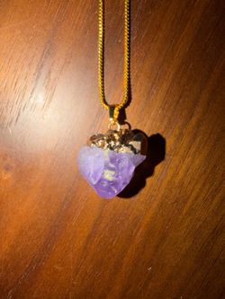 Gold Chain Necklace with Amethyst Pendant