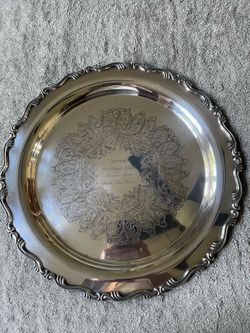 Vintage decorative engraved Victorian Silverplate Serving Tray
