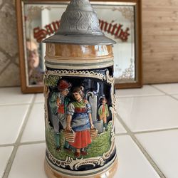 Vintage Marzi And Rely Beer Stein With Pewter Lid 