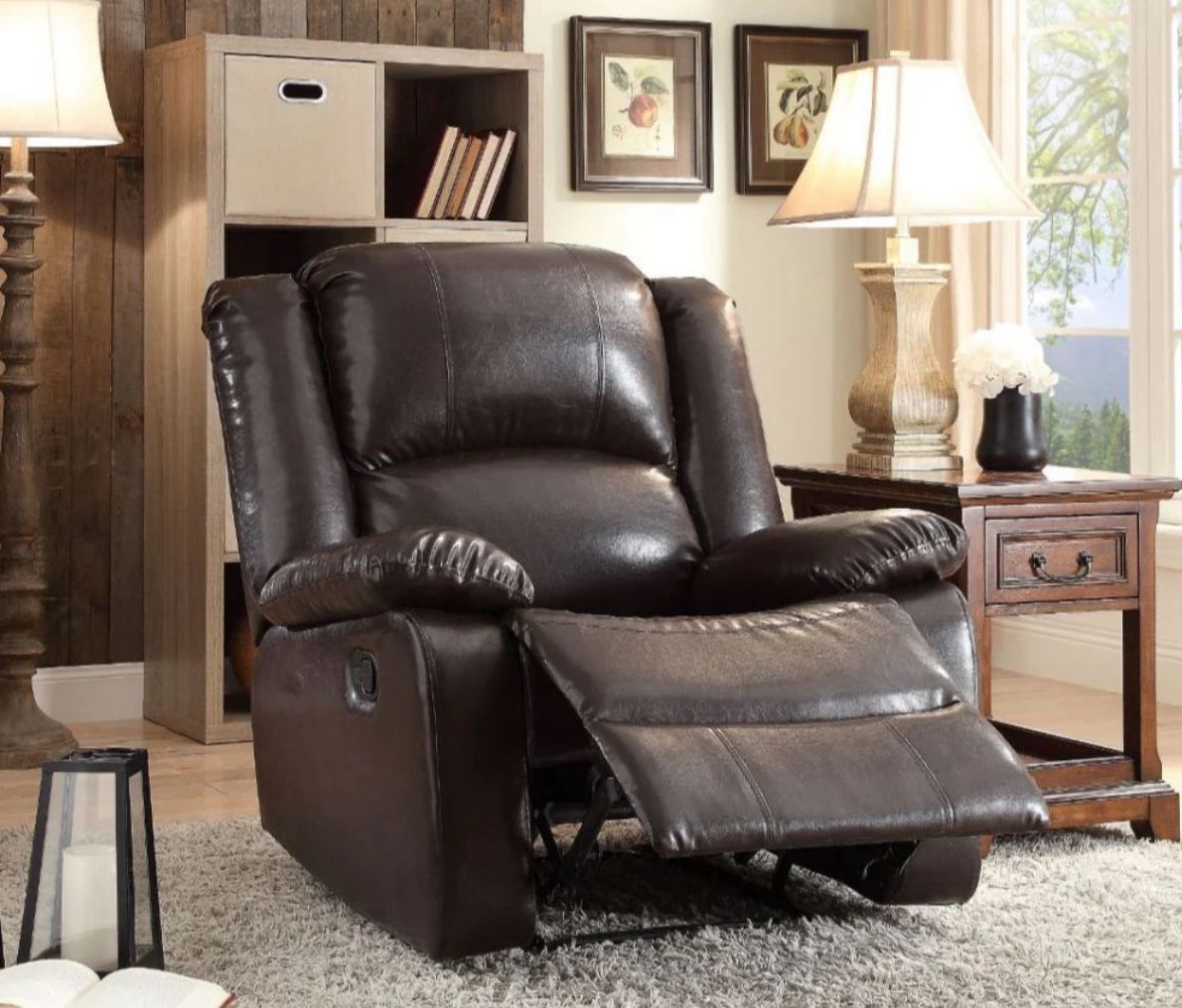 Sillón Reclinable de Movimiento – Cuero Sintético Espresso