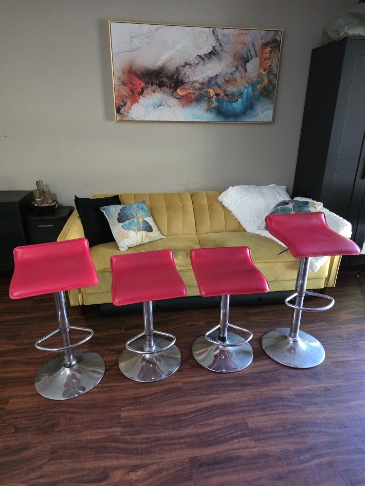 Red Bar Stool Set