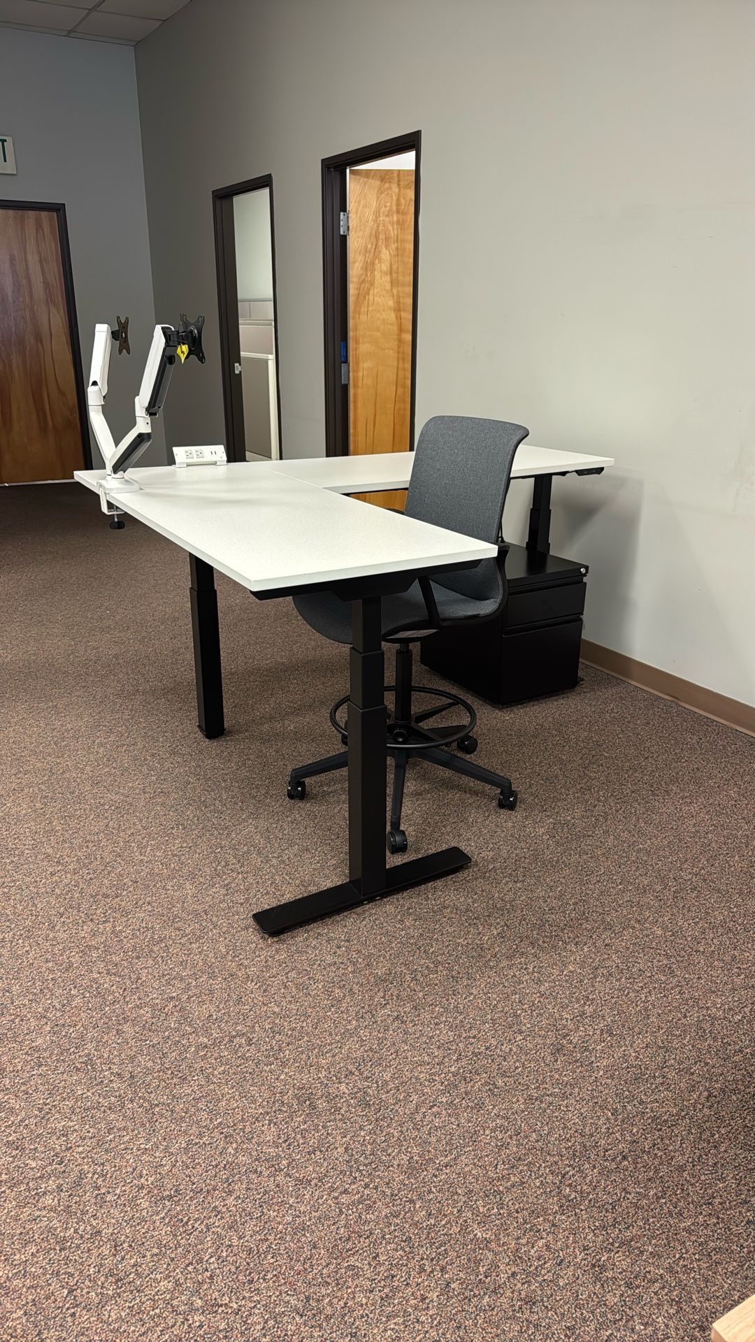 Premium Electronic L Shape Sit Stand Desk