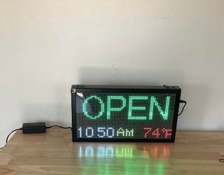 New- LED Electric Open/Closed Sign with Calendar, Temperature Display - Remote- 9 x 16.5 Inches