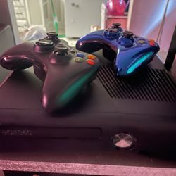 Xbox 360 And Two Controls 