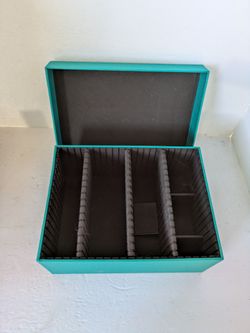 Storage Box Teal Home Organization Box Adjustable Dividers