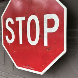 Vintage Chicago Stop Sign Road Sign 
