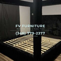 Black Corduroy Canopy Bed Frame! Same Day Delivery 