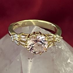 Morganite Ring 14K Gold Plated 